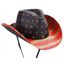 美國獨立日國旗牛仔帽球迷帽美國國旗禮帽美國獨立日世界杯草帽