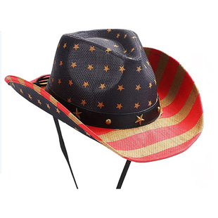 American Independence Day Flag Cowboy Hat Fan Hat American Flag Top Hat American Independence Day World Cup Straw Hat