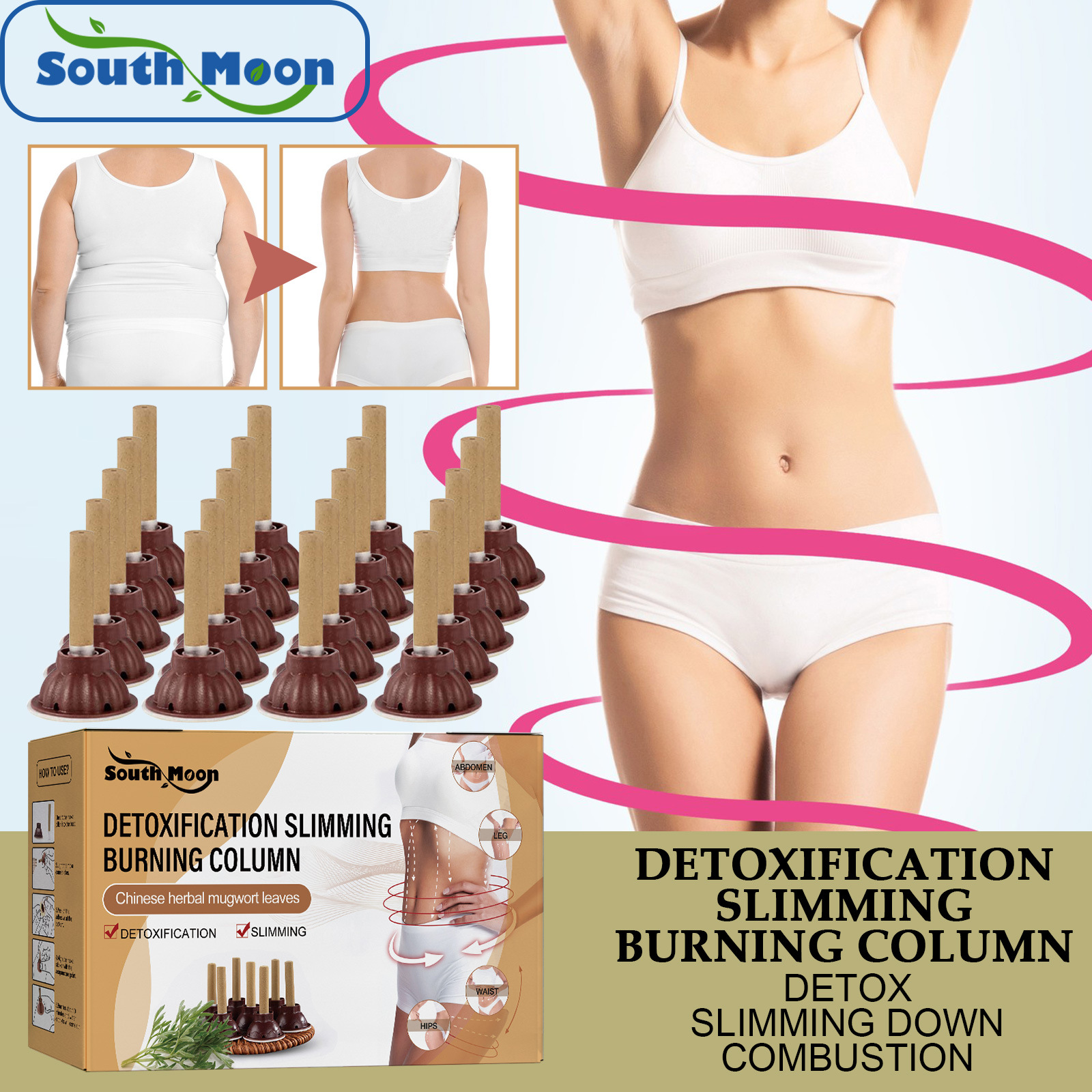South Moon Herbal Conditioning Moxibustion Stick: Mugwort Burning Stick for Softening Skin, Elasticizing Belly Skin, and Caring for the Body