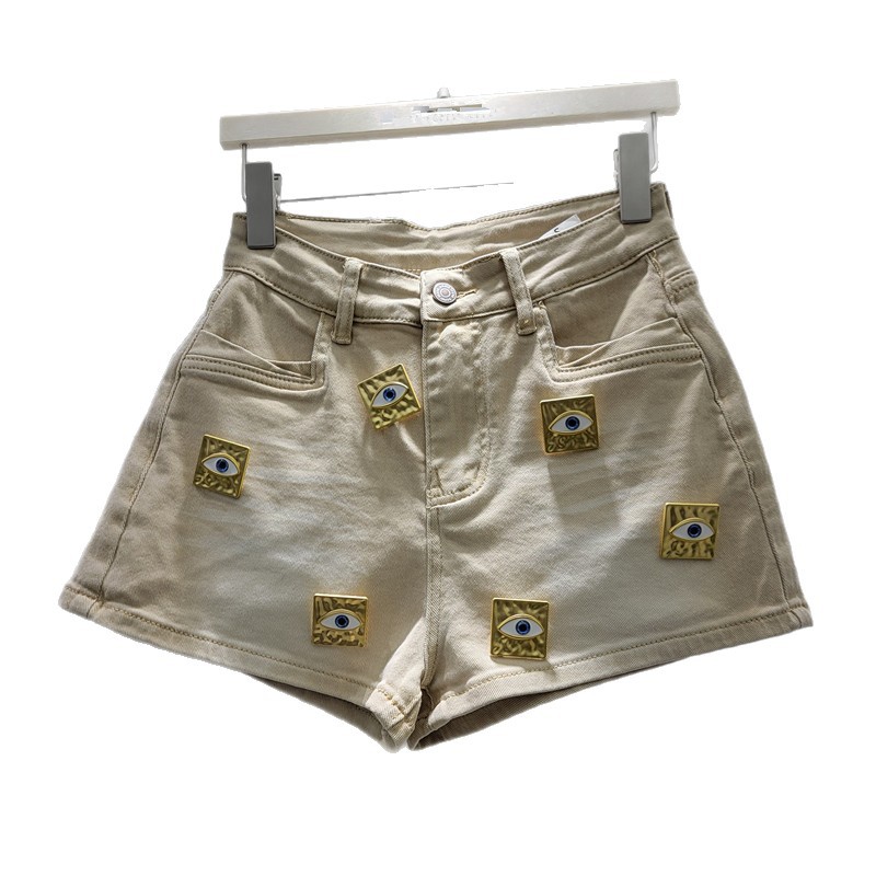 Pantalones Cortos de Mezclilla de Talle Alto para Mujer de Poliéster