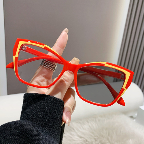  new cross-border lightweight cat-eye frame without makeup anti-blue light discoloration flat mirror for men and women can be equipped with myopia frame