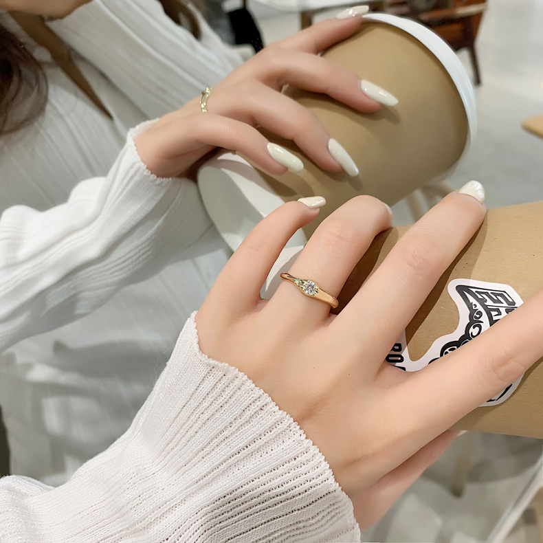 fashion micro-inlaid zircon heart square opening ring wholesale