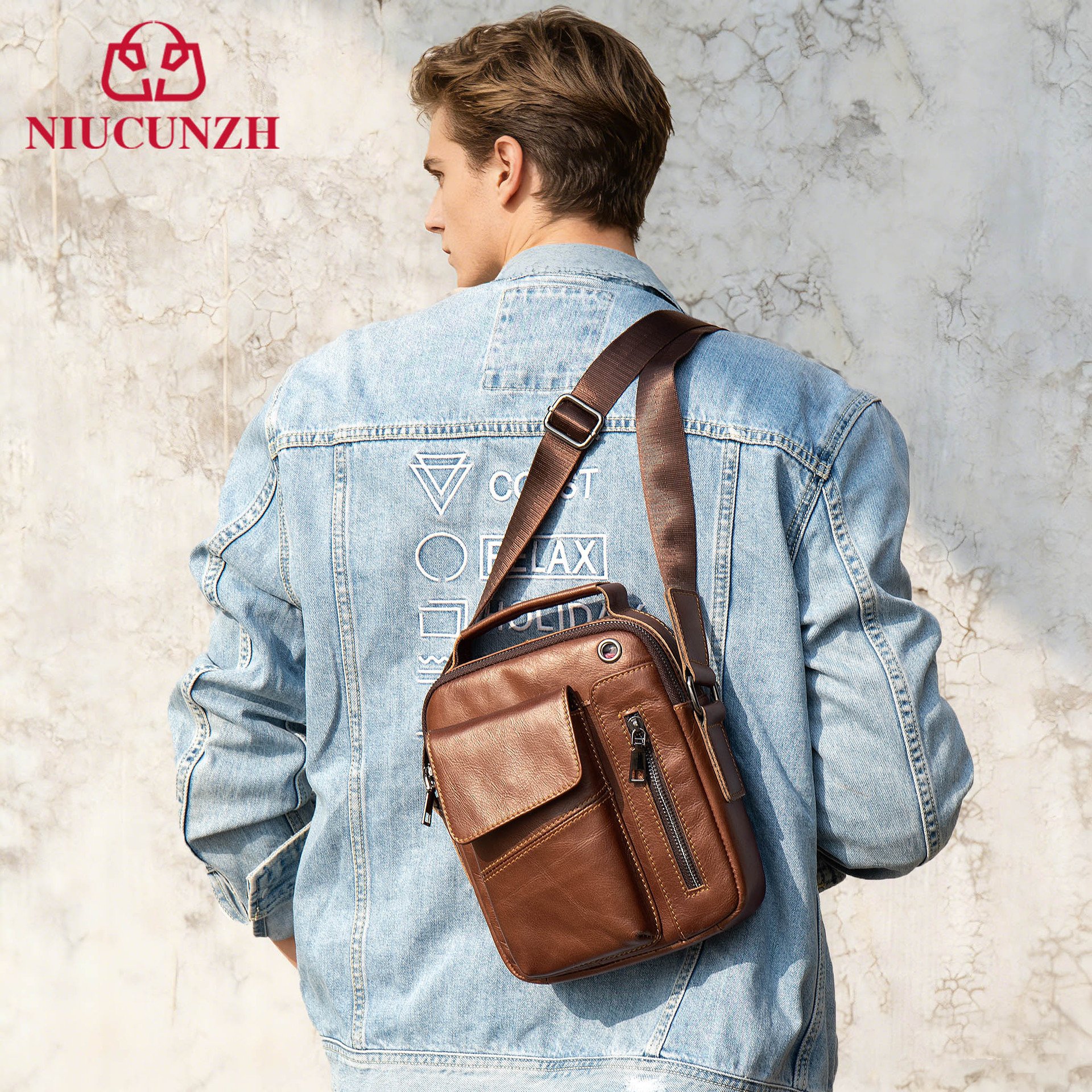 Ventas transfronterizas calientes de cuero para hombres mochila deportiva al aire libre mochila texturizada retro colección de bolsos de hombro