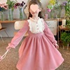 Warm demi-season dress, small princess costume, Chinese style, western style, puff sleeves, long sleeve