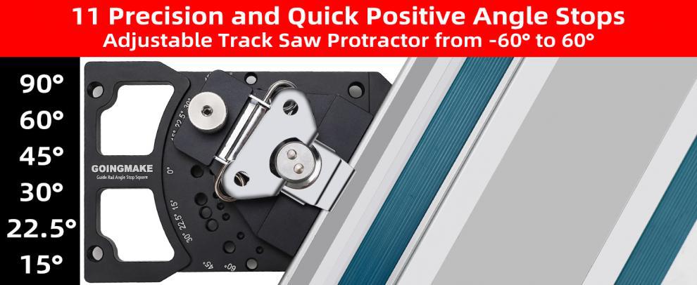 Quick positive angle stops and easy to cut 15°,22.5°,30°,45°,60°,90°,-60°,-45°,-30°,-22.5°,-15°.