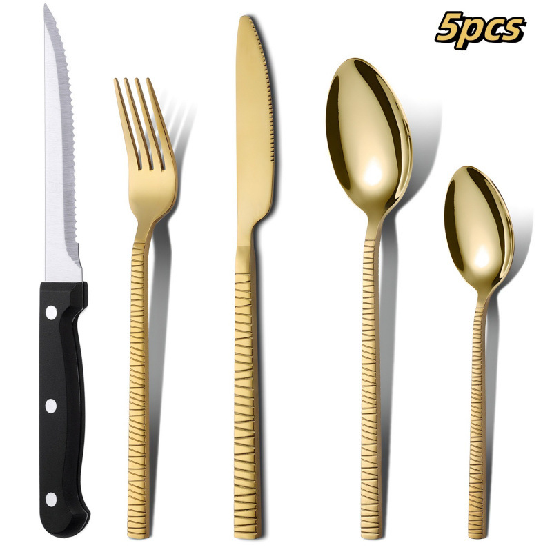 Creativo romano acero inoxidable cubiertos occidentales cuchillo de filete cuchillo de tenedor cucharas refrescos set de titanio cucharas europeas