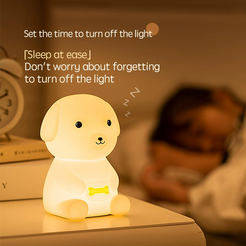 Кросс‑бордер новый Wangwang Dog силиконовая ночная подсветка LED свет USB зарядка разноцветная затемняющаяся узорная светлая ночь