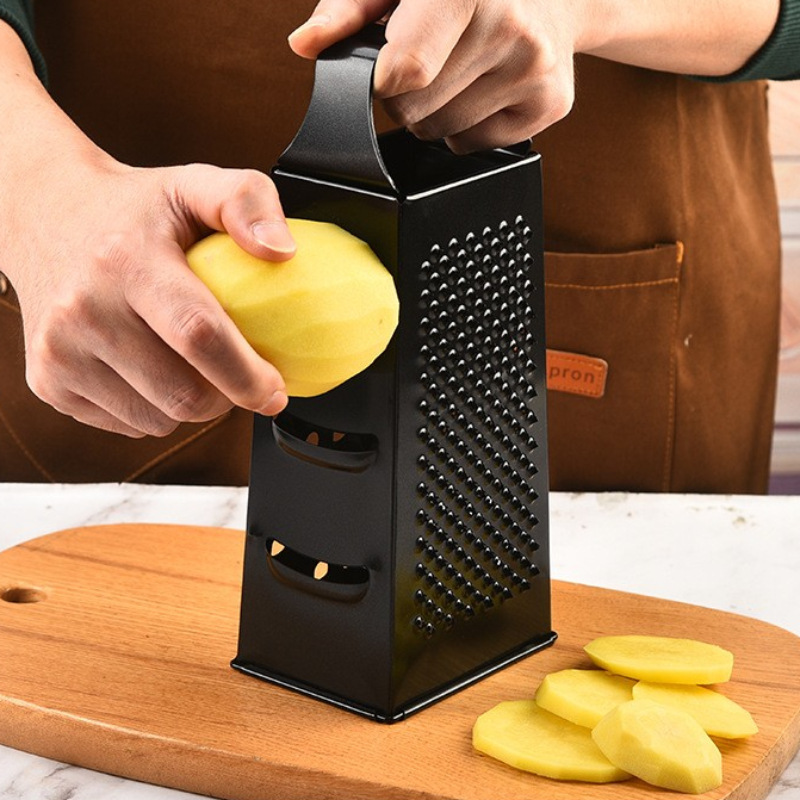 新型多機能野菜カッター 四面おろし器 チーズおろし器 ブラックステンレス スチールハンドル四面おろし器|undefined