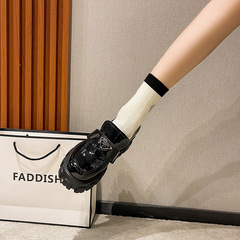 內增高JK小皮鞋女2023年新款春秋季鞋子英倫風單鞋松糕厚底樂福鞋