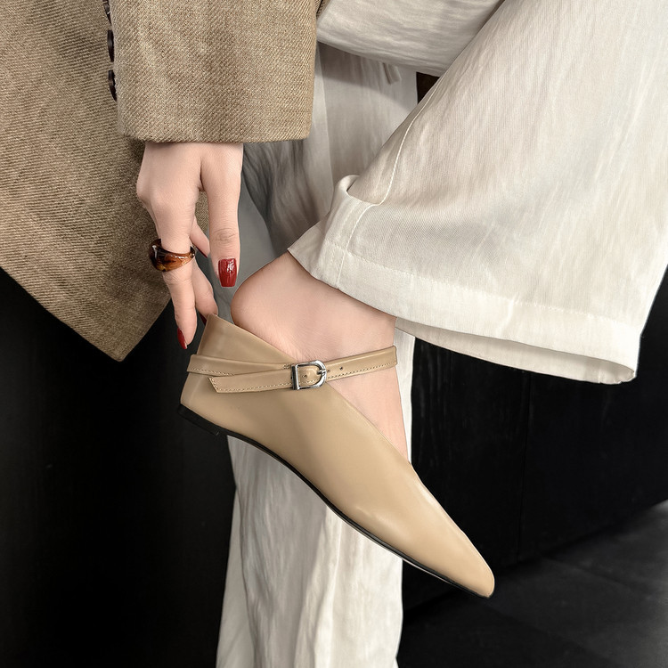 Sandal nữ hở mũi gót nêm cao da bò tăng chiều cao quai ngang — màu đen, màu trắng, màu mơ chi tiết 76