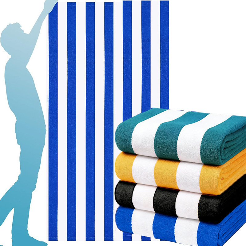 Cross-Border Supply of Yarn-Dyed Pure Cotton Striped Beach Towels, European, American, and Middle Eastern Adult Bath Towels, Source Factory Custom Wholesale Cross-Border Supply of Yarn-Dyed Pure Cotton Striped Beach Towels, European, American, and Middle Eastern Adult Bath Towels, Source Factory Custom Wholesale