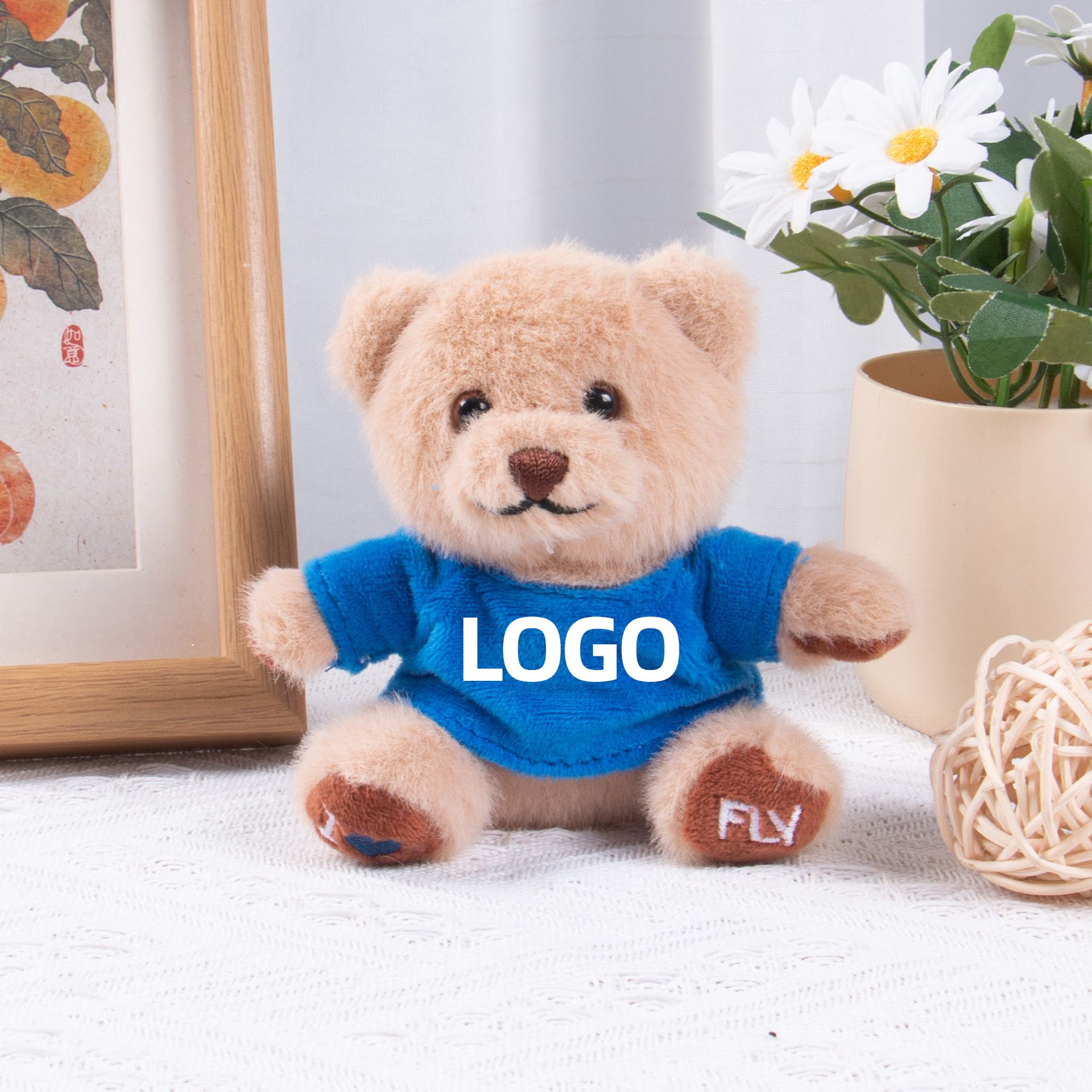 Teddy Bear Keychain Colgante logotipo impresa mochila juguetes de peluche regalos de graduación al por mayor