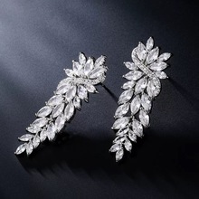 欧美ins气质奢华满镶锆石花卉耳环女新娘晚宴婚纱礼服潮个性耳饰