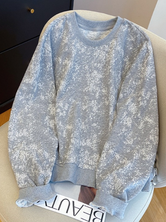 高级感雪花灰圆领套头卫衣女2025早秋宽松休闲百搭春秋款长袖上衣|undefined