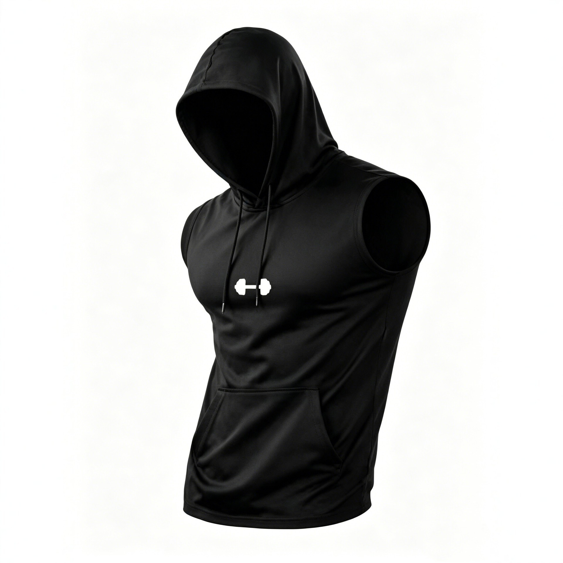 New cross-border hooded sleeveless vest, quick-dry fitness tank top, men's sports t-shirt with kangaroo pocket, breathable training wear