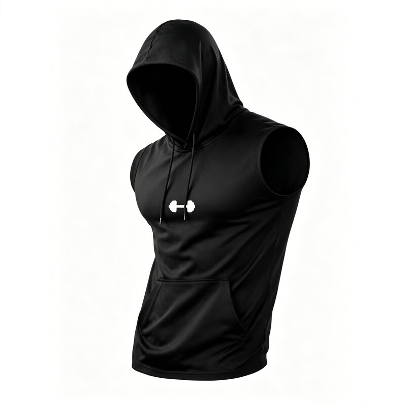 New cross-border hooded sleeveless vest, quick-dry fitness tank top, men's sports t-shirt with kangaroo pocket, breathable training wear New cross-border hooded sleeveless vest, quick-dry fitness tank top, men's sports t-shirt with kangaroo pocket, breathable training wear