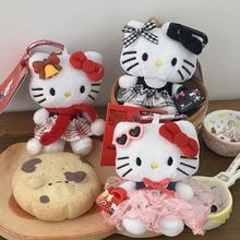 节日氛围格子裙kitty挂件可爱书包挂饰毛绒玩偶公仔圣诞节礼物可