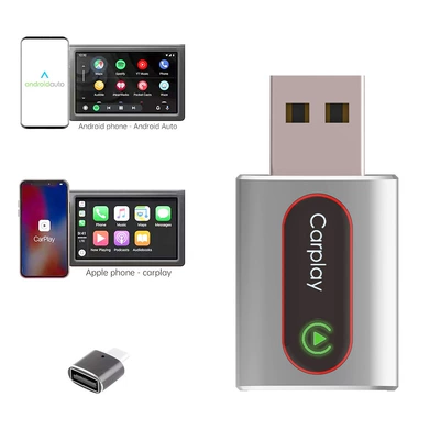 Wireless Carplay Box Adapter Compatible with iPhone and Android, 2-in-1, Fast and Lag-Free Hands-Free Calling (Simsiz CarPlay və Android Auto) - k11-silver-two-in-one-overseas-version