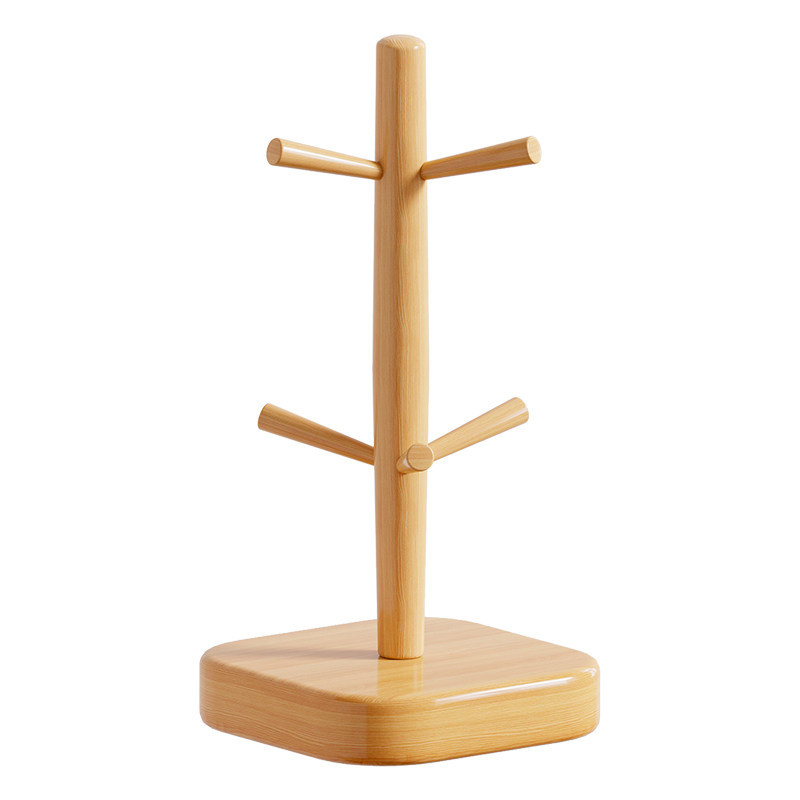 Taza de agua en forma de árbol, estantería de madera, estantería de drenaje, mesa de comedor, taza de café, taza de café, percha invertida