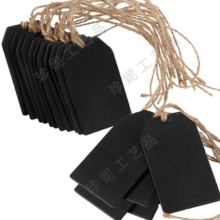 Wooden hanging mini small blackboard hemp rope label pendant sign wooden wine bottle price message small blackboard listing