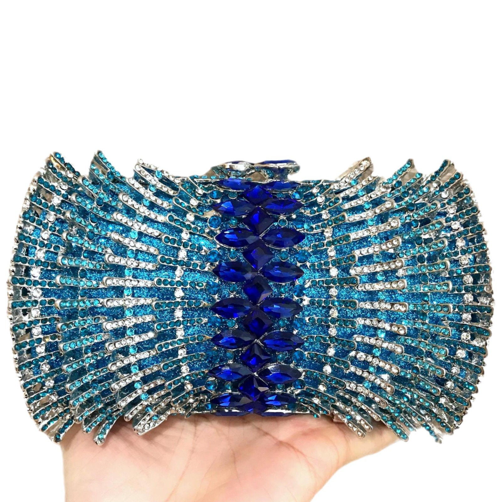 Nuevo paquete transfronterizo de diamantes para la cena, caja metálica vacía, bolso de mano para banquete de diamantes, bolsa de maquillaje para damas
