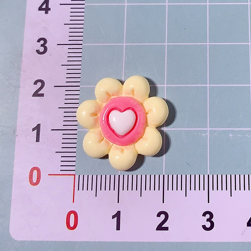 Nuevo color macarón amor flor accesorios de resina DIY adornamiento de cabello de caso de teléfono móvil agujero de hebilla de zapatos agujero material hecho a mano