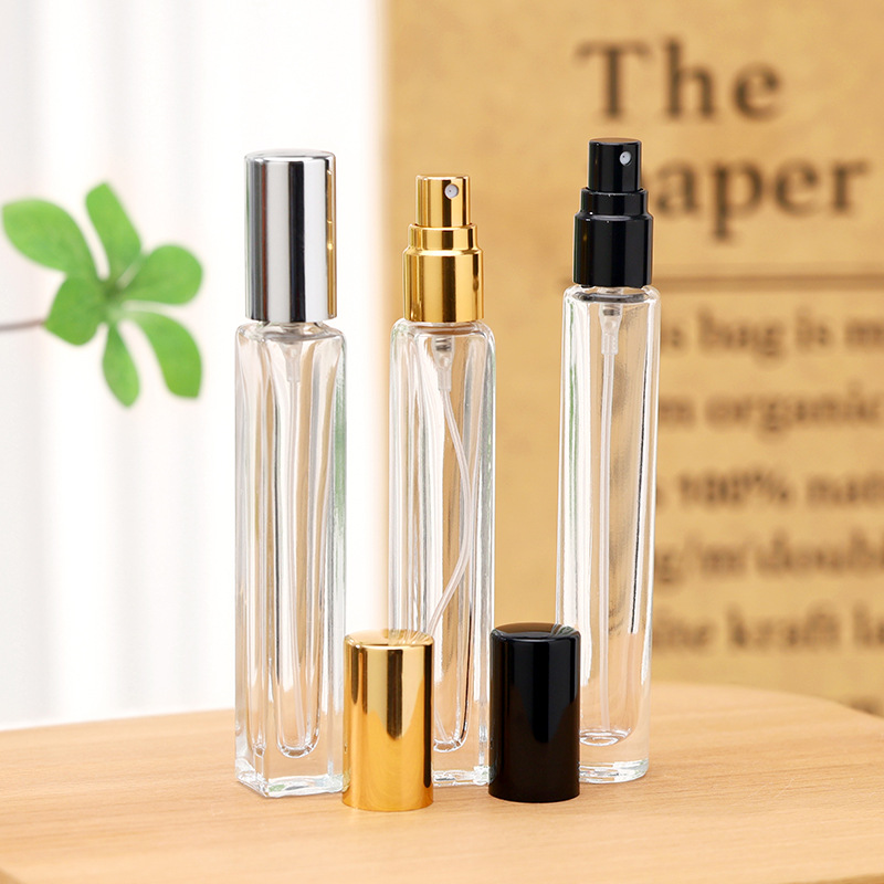 Wholesale 10ml viajes portátiles botellas de perfume de vidrio mini prensar botellas de spray de niebla delgada botellas de muestra pequeñas