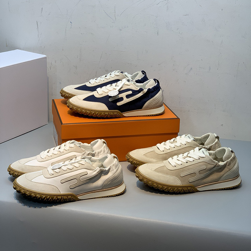 2024 H New Autumn and Winter Lace-up Forrest Gump Training Shoes Women's Suede Genuine Leather Flat Casual sneaker Running Shoes