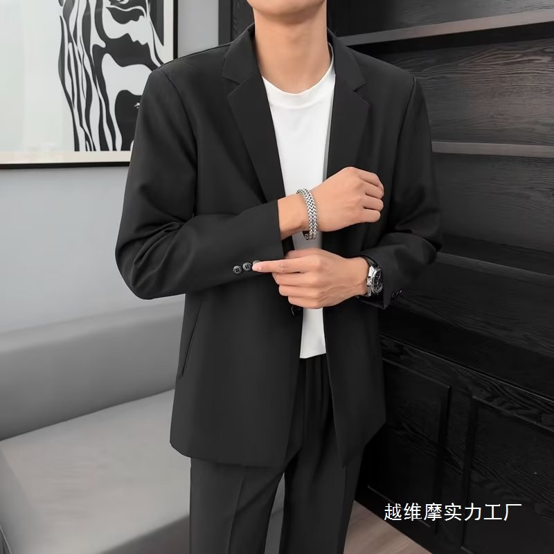 2024韩版潮流男士上衣帅气宽松港风西装外套男春秋百搭休闲西批发