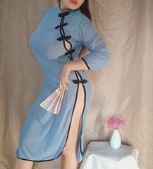 Vintage Large Size Sexy lingerie transparent pajamas sexy Republic of China cheongsam uniform temptation emotional supplies Passionate set