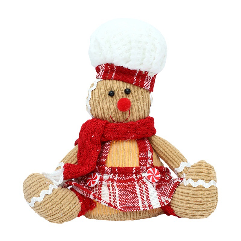 Cross-border Christmas gingerbread man sitting doll cartoon chef hat cookie man scene layout decorative pendant fabric