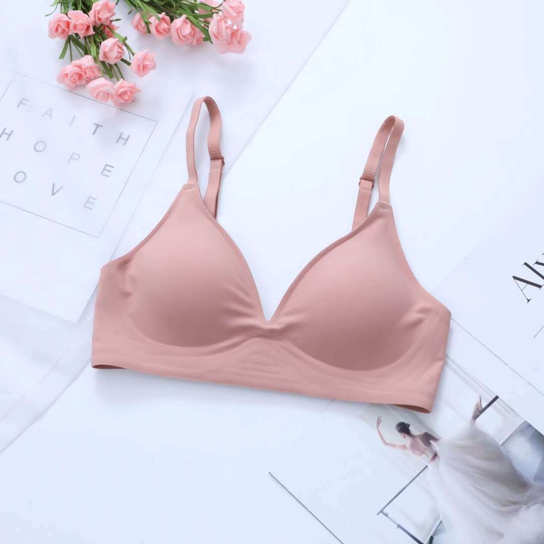 Negro tecnología jalea ropa interior de látex sujetador inalámbrico sin costuras de las mujeres pequeño pecho grueso push up soporte superior sujetador de sueño