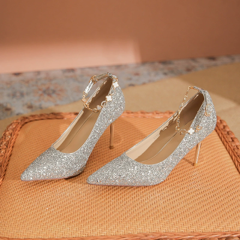 8288-2 свадебные туфли Xiuhe свадебное платье Две износа хрустальные туфли невесты женские туфли на высоком каблуке не уставшие ноги горный хрусталь 2023 Новинка