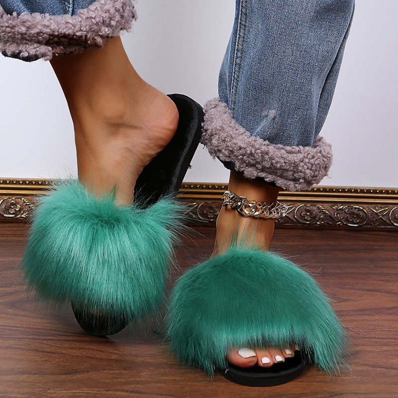 Hairy Long Hair Cotton Slippers NSKJX104264