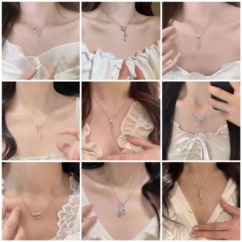 新款锆石清新吊坠系列项链女高级感轻奢个性小众秋冬项饰一件批发|undefined