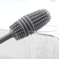 Silicone long-handled cup brush, thermos cup cleaning brush, long-handled glass cup brush, bottle-free kitchen cleaning brush