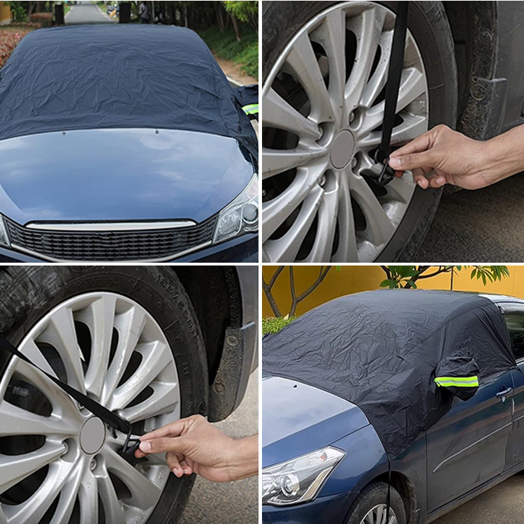 Car snow cover made of Oxford fabric, enlarged and thickened, for sun and frost protection, car front windshield snow cover