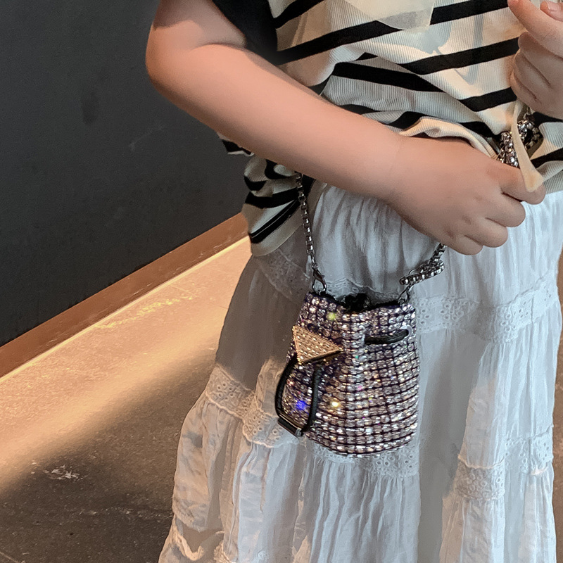 Bolsa de hombro coreana para niños y niñas, diamante dulce, mini bolso de cuerda para niños, nuevo bolso de cadena para niños