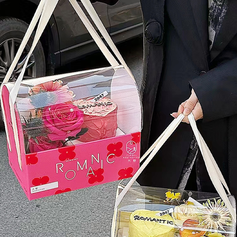 Rojo (almohadilla para pastel de 4 pulgadas con cuerda de mano gratis) * PET corrugado