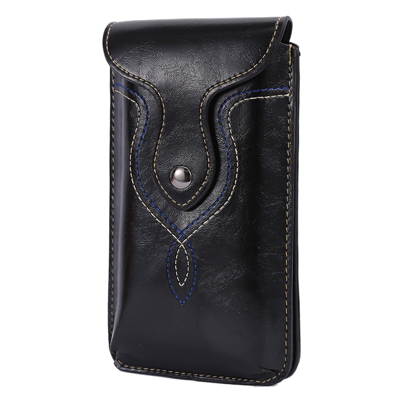 Outdoor Multi-Functional Double-Layer Mobile Phone Case Suitable Leather Case Universal Large Screen Machine Mobile Phone Carabiner Waist Bag Hanging Waist Type