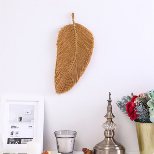 Nordic style room hanging decoration leaves hand-woven living room background wall decoration leaves cotton thread wall decoration pendant spot