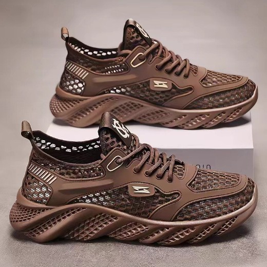 Zapatos de hombre de verano nuevos zapatos de malla huecos respirables delgados zapatos deportivos ligeros suaves zapatos casuales zapatos de aire acondicionado con suela gruesa