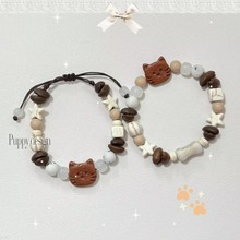 2025新款咖啡豆可可小猫饼情侣手链编织星星可爱闺蜜串珠手串