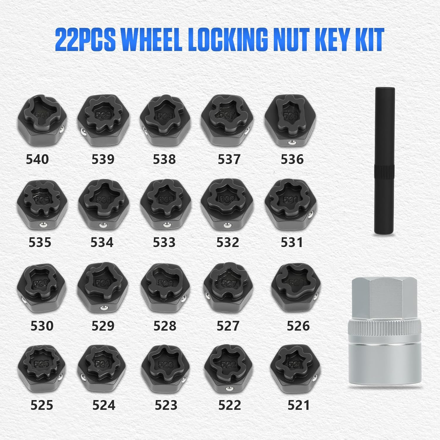 22-piece Volkswagen anti-theft screw socket tool set, Volkswagen VW anti-theft screw socket set, Volkswagen anti-theft key