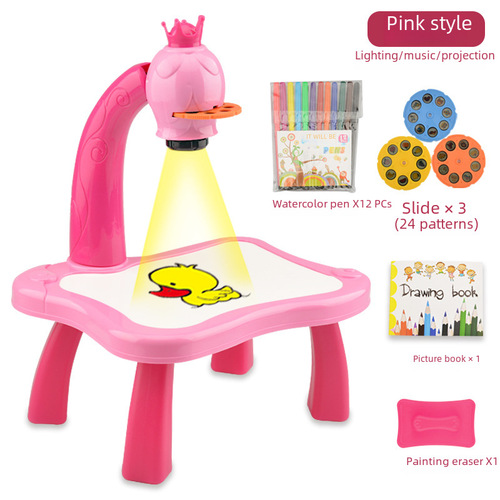 Electric lighting music children projection drawing board baby preschool doodle board erasable painting and writing board painting toy