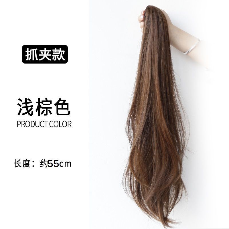 Grab clip micro-roll ponytail -55cm-light brown