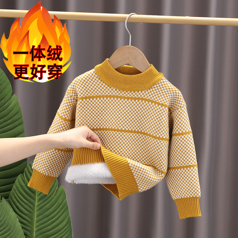 Velvet children's autumn winter knitted sweater for boys