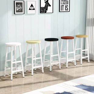 Bar Chair Milk Tea Shop High Stool Bar Chair Home Backrest Bar Stool Simple Iron Front Desk High Table and Chair