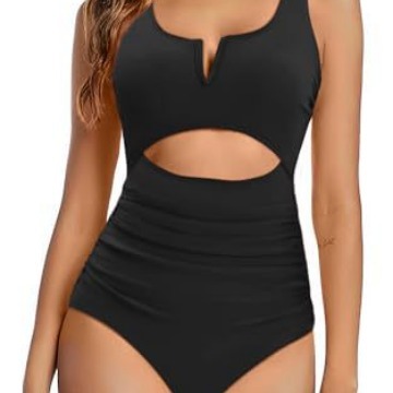 2023 traje de baño de una pieza de vientre de Amazon traje de baño de cintura alta hueco para mujer slim fit image 1