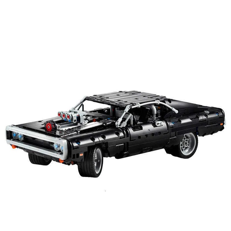 Cross-Border Compatible Lego Dodge Charger Muscle Car Assembly Building Block Toy, Realistic Vintage Car Model, Educational Toy for Boys